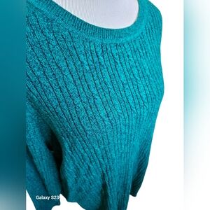 Kim Rogers Plus Size Teal Cable Knit Sweater Womens Size 3X